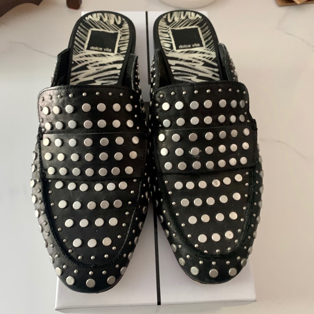 Dolce Vita Maura Black Studded Slides